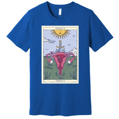 Tarot Card Strength Feminism Witchy Feminist Uterus Gift Premium T-Shirt