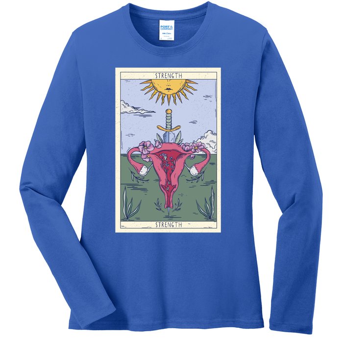 Tarot Card Strength Feminism Witchy Feminist Uterus Gift Ladies Long Sleeve Shirt