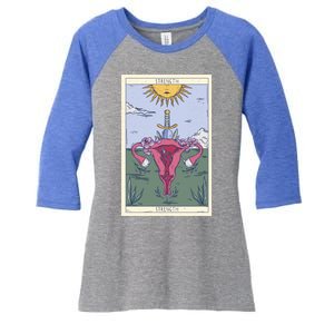 Tarot Card Strength Feminism Witchy Feminist Uterus Gift Women's Tri-Blend 3/4-Sleeve Raglan Shirt