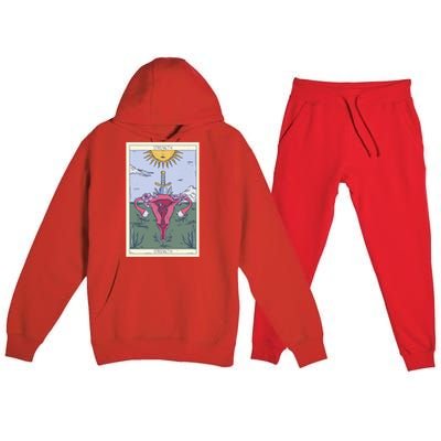 Tarot Card Strength Feminism Witchy Feminist Uterus Gift Premium Hooded Sweatsuit Set