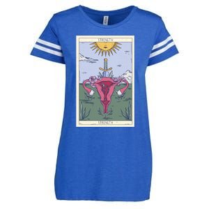 Tarot Card Strength Feminism Witchy Feminist Uterus Gift Enza Ladies Jersey Football T-Shirt