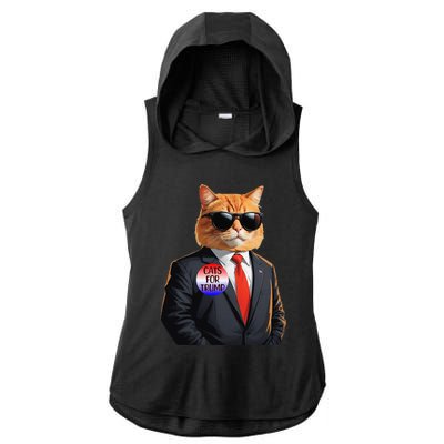 Trump Cats Support Well Dressed Cat Ladies PosiCharge Tri-Blend Wicking Draft Hoodie Tank