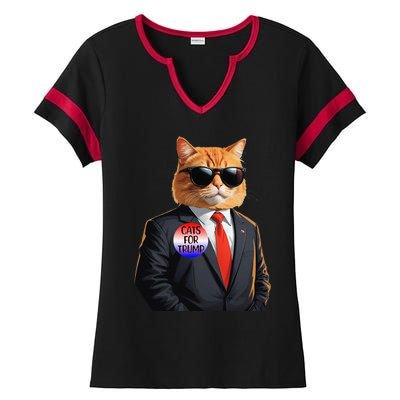 Trump Cats Support Well Dressed Cat Ladies Halftime Notch Neck Tee