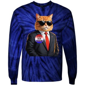 Trump Cats Support Well Dressed Cat Tie-Dye Long Sleeve Shirt