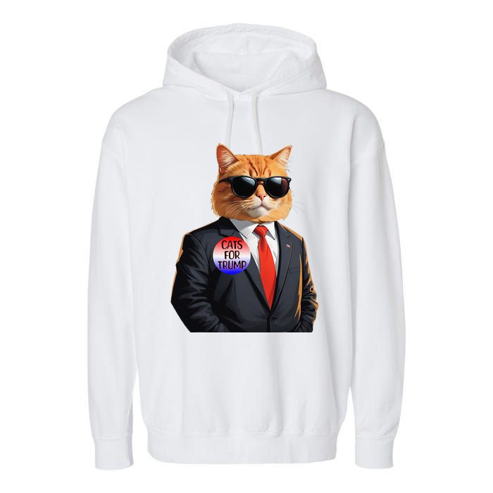 Trump Cats Support Well Dressed Cat Garment-Dyed Fleece Hoodie