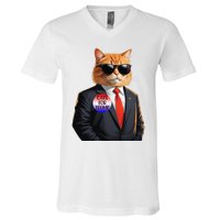 Trump Cats Support Well Dressed Cat V-Neck T-Shirt