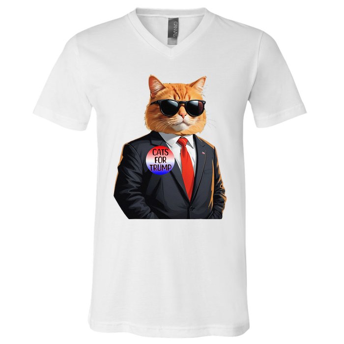 Trump Cats Support Well Dressed Cat V-Neck T-Shirt