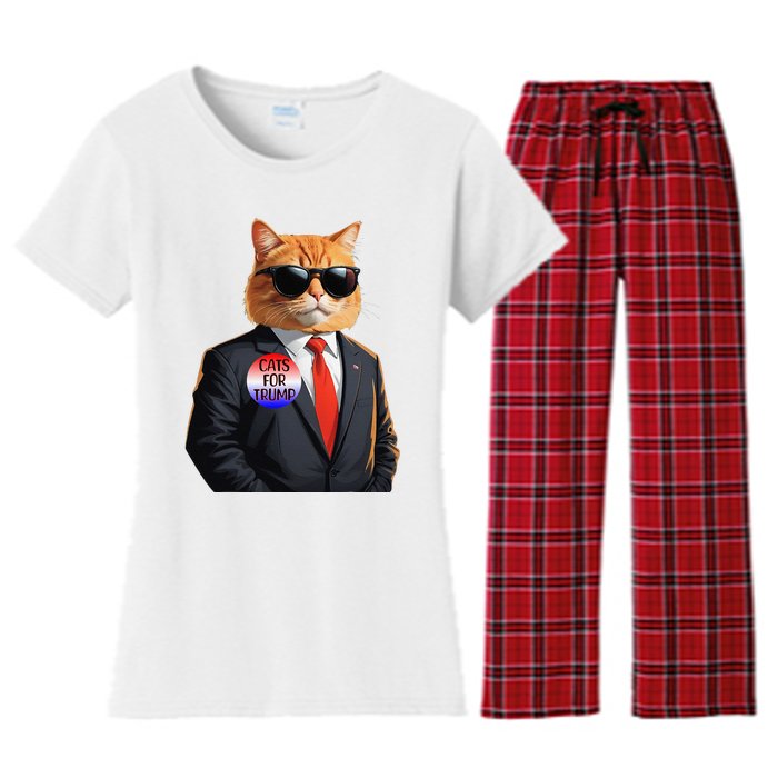 Trump Cats Support Well Dressed Cat Women's Flannel Pajama Set