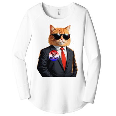 Trump Cats Support Well Dressed Cat Women's Perfect Tri Tunic Long Sleeve Shirt