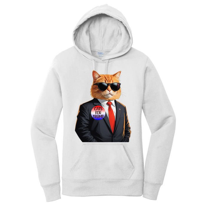 Trump Cats Support Well Dressed Cat Women's Pullover Hoodie