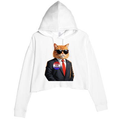 Trump Cats Support Well Dressed Cat Crop Fleece Hoodie