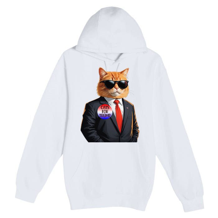 Trump Cats Support Well Dressed Cat Premium Pullover Hoodie