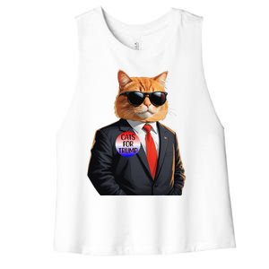 Trump Cats Support Well Dressed Cat Women's Racerback Cropped Tank