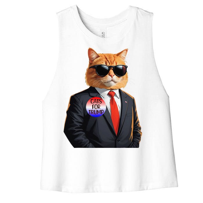 Trump Cats Support Well Dressed Cat Women's Racerback Cropped Tank