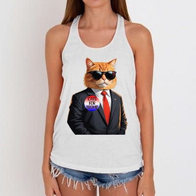 Trump Cats Support Well Dressed Cat Women's Knotted Racerback Tank