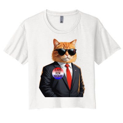 Trump Cats Support Well Dressed Cat Women's Crop Top Tee