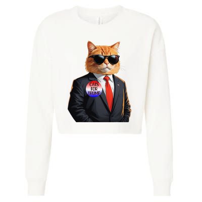 Trump Cats Support Well Dressed Cat Cropped Pullover Crew