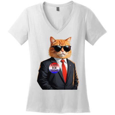 Trump Cats Support Well Dressed Cat Women's V-Neck T-Shirt