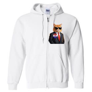 Trump Cats Support Well Dressed Cat Full Zip Hoodie