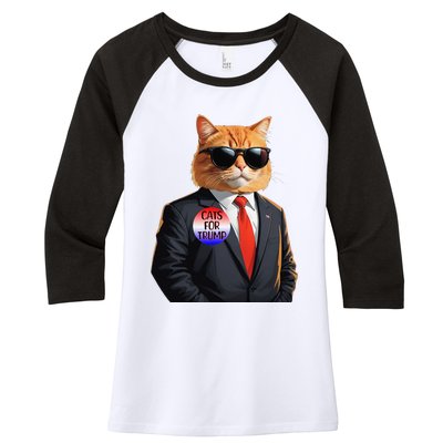 Trump Cats Support Well Dressed Cat Women's Tri-Blend 3/4-Sleeve Raglan Shirt