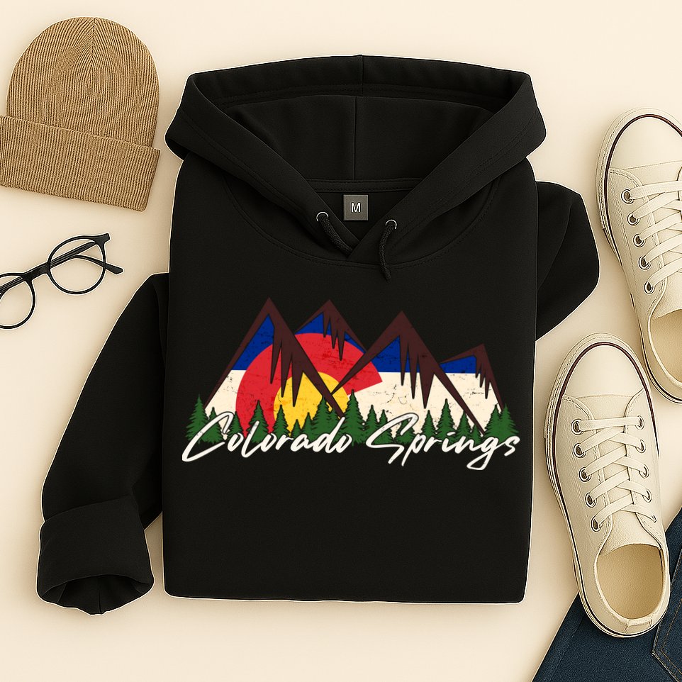 Travel Colorado Springs Colorado State Flag Hoodie
