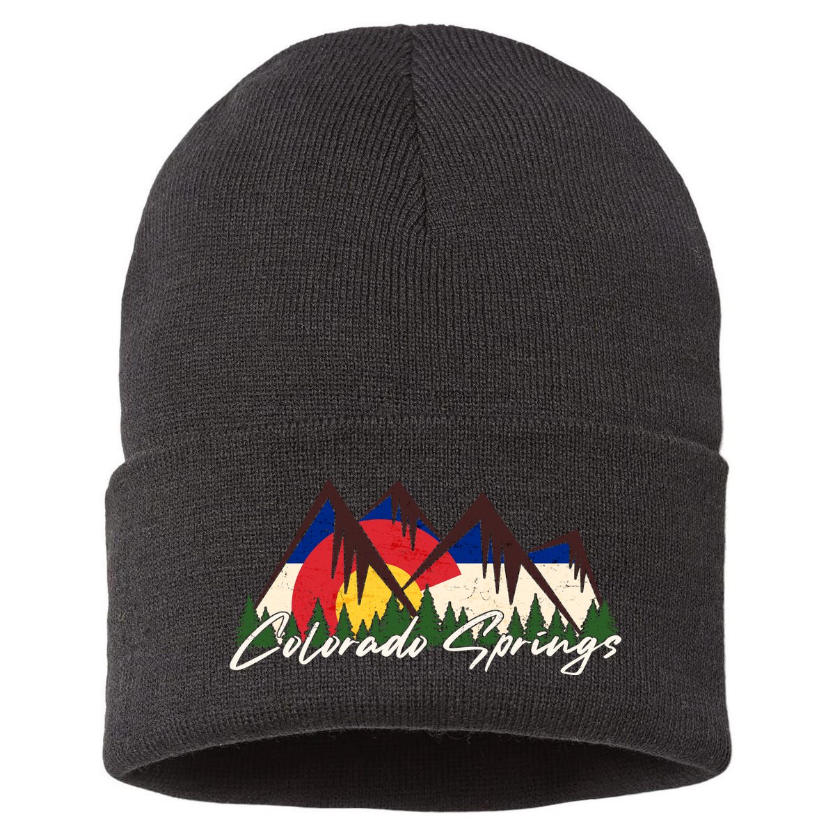 Travel Colorado Springs Colorado State Flag Sustainable Knit Beanie