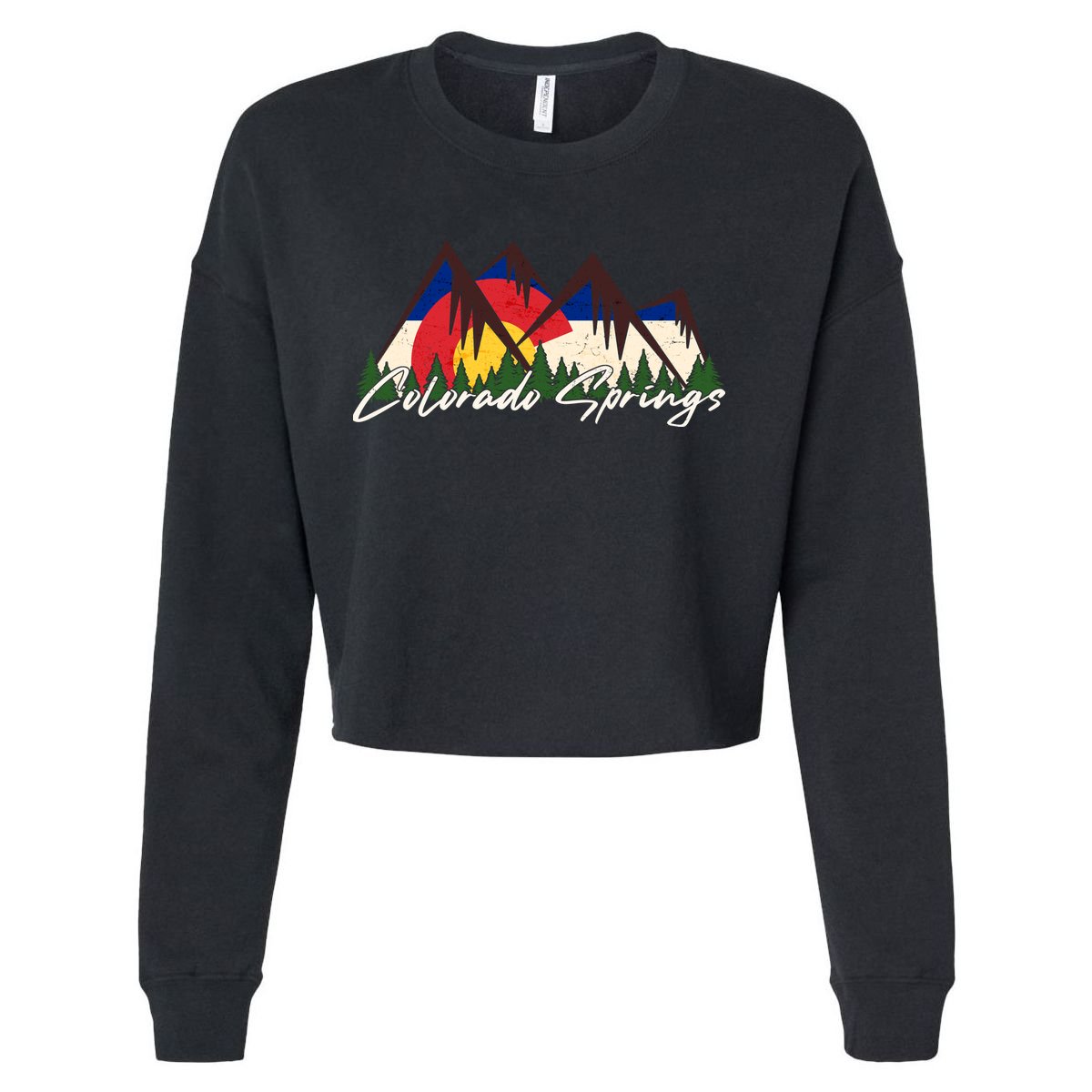 Travel Colorado Springs Colorado State Flag Cropped Pullover Crew