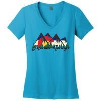 Travel Colorado Springs Colorado State Flag Women's V-Neck T-Shirt