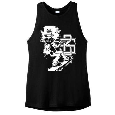 Tough Cat Skater Anime Fantasy Ladies PosiCharge Tri-Blend Wicking Tank