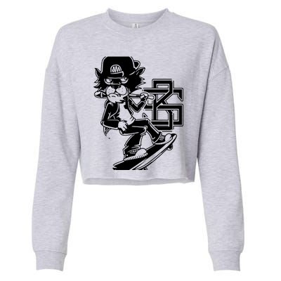 Tough Cat Skater Anime Fantasy Cropped Pullover Crew