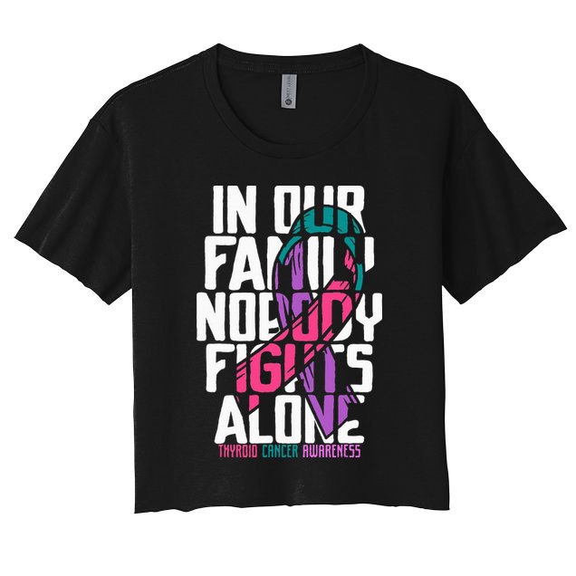 Thyroid Cancer Support Tee Family Thyroid Cancer Awareness Crop Top