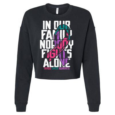 Thyroid Cancer Support Tee Family Thyroid Cancer Awareness Cropped Pullover Crew