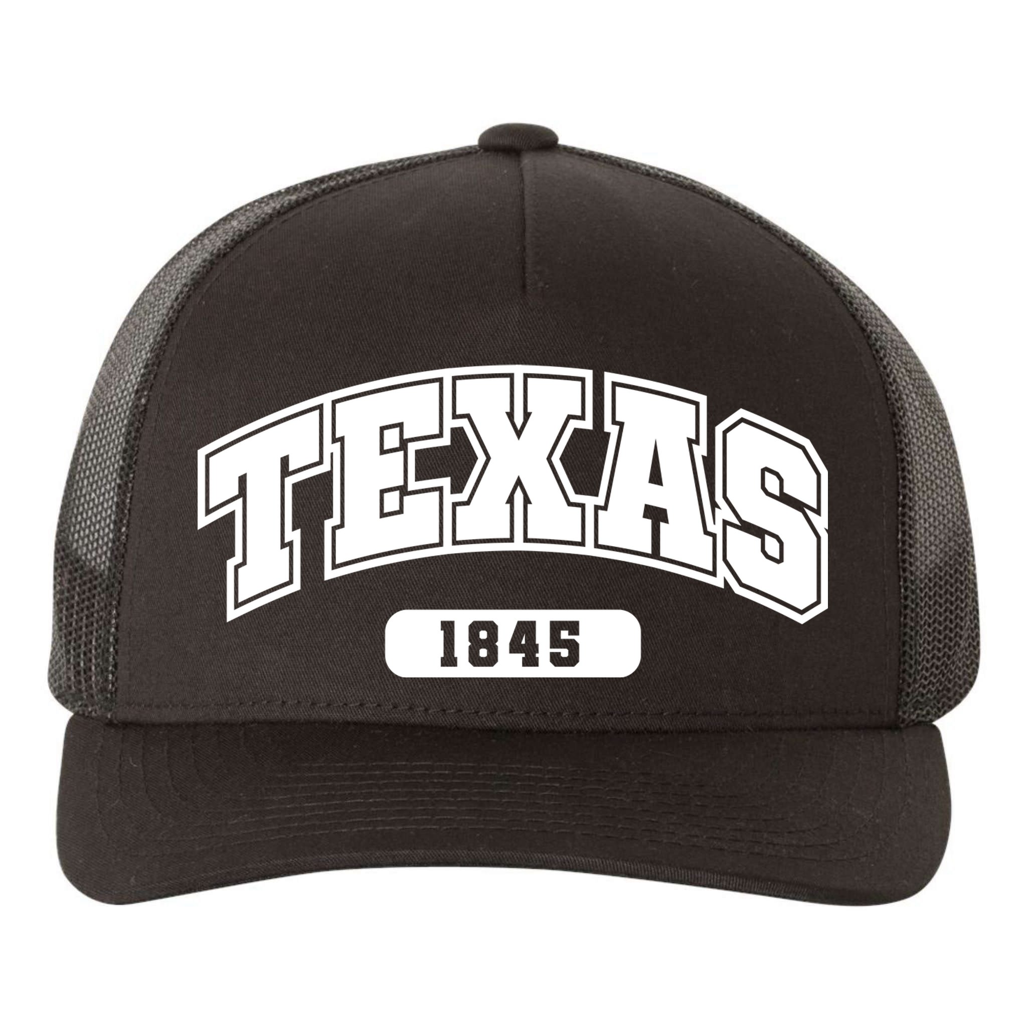 Texas Collegiate Style 1845 Yupoong Adult 5-Panel Trucker Hat