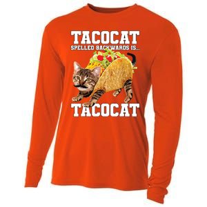 Taco Cat Spelled Backwards Is Tacocat Meme Silly Cat Lover Cooling Performance Long Sleeve Crew