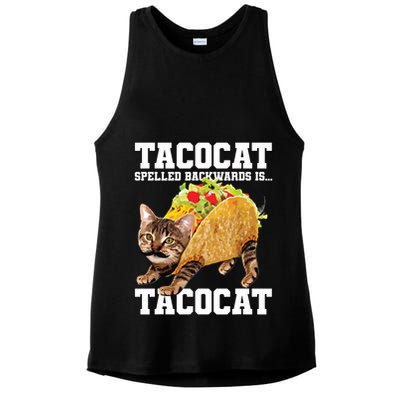 Taco Cat Spelled Backwards Is Tacocat Meme Silly Cat Lover Ladies PosiCharge Tri-Blend Wicking Tank