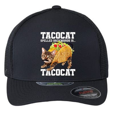 Taco Cat Spelled Backwards Is Tacocat Meme Silly Cat Lover Flexfit Unipanel Trucker Cap