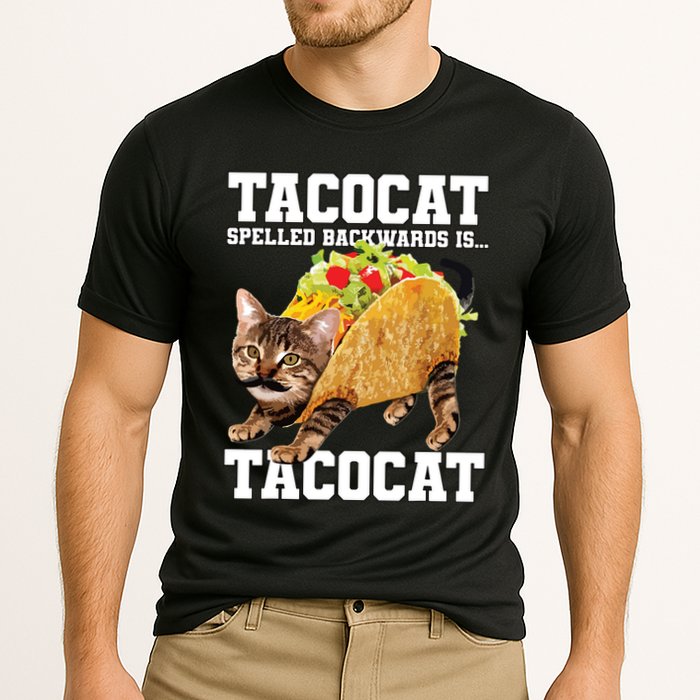 Taco Cat Spelled Backwards Is Tacocat Meme Silly Cat Lover Performance Shirt