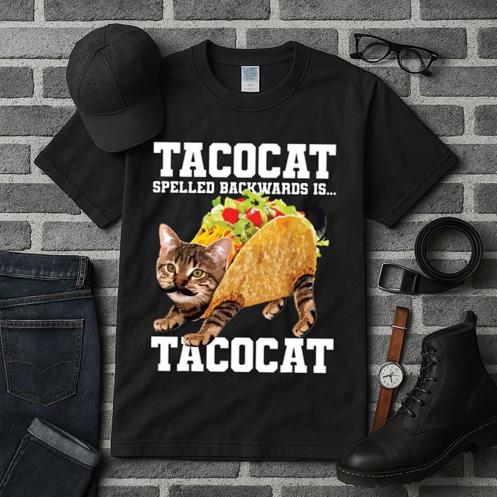 Taco Cat Spelled Backwards Is Tacocat Meme Silly Cat Lover Tall T-Shirt