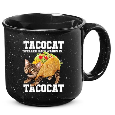 Taco Cat Spelled Backwards Is Tacocat Meme Silly Cat Lover 15oz Campfire Ceramic Mug
