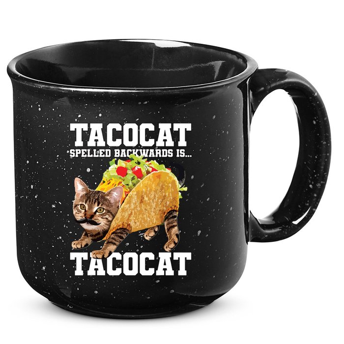 Taco Cat Spelled Backwards Is Tacocat Meme Silly Cat Lover 15oz Campfire Ceramic Mug