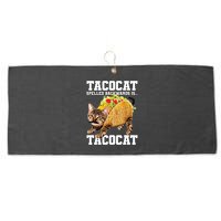 Taco Cat Spelled Backwards Is Tacocat Meme Silly Cat Lover Large Microfiber Waffle Golf Towel