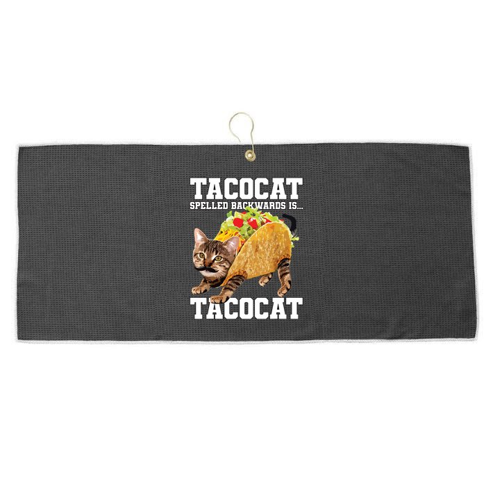Taco Cat Spelled Backwards Is Tacocat Meme Silly Cat Lover Large Microfiber Waffle Golf Towel