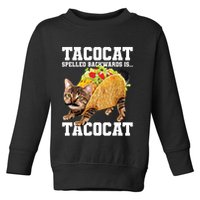 Taco Cat Spelled Backwards Is Tacocat Meme Silly Cat Lover Toddler Sweatshirt