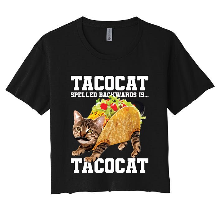 Taco Cat Spelled Backwards Is Tacocat Meme Silly Cat Lover Crop Top