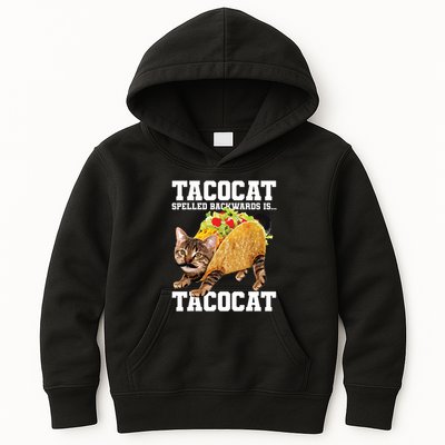 Taco Cat Spelled Backwards Is Tacocat Meme Silly Cat Lover Kids Hoodie