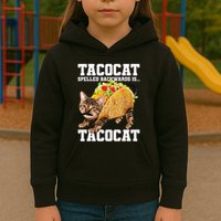 Taco Cat Spelled Backwards Is Tacocat Meme Silly Cat Lover Kids Hoodie