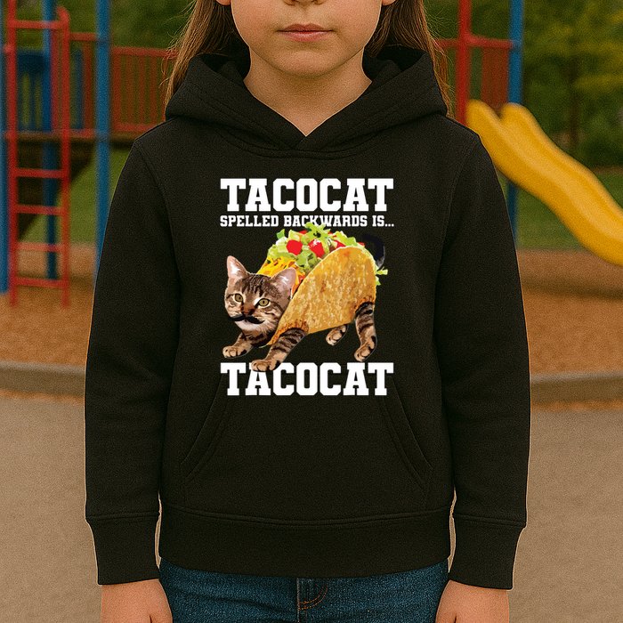 Taco Cat Spelled Backwards Is Tacocat Meme Silly Cat Lover Kids Hoodie