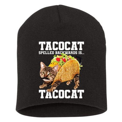 Taco Cat Spelled Backwards Is Tacocat Meme Silly Cat Lover Short Acrylic Beanie