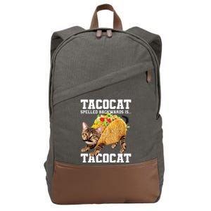 Taco Cat Spelled Backwards Is Tacocat Meme Silly Cat Lover Cotton Canvas Backpack