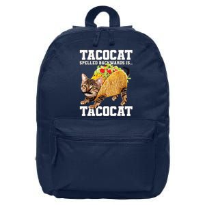 Taco Cat Spelled Backwards Is Tacocat Meme Silly Cat Lover 16 in Basic Backpack